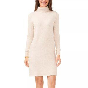 89$ Vince Camuto Turtleneck Sweater Mini Dress Long Sleeves Size M Malted Cream